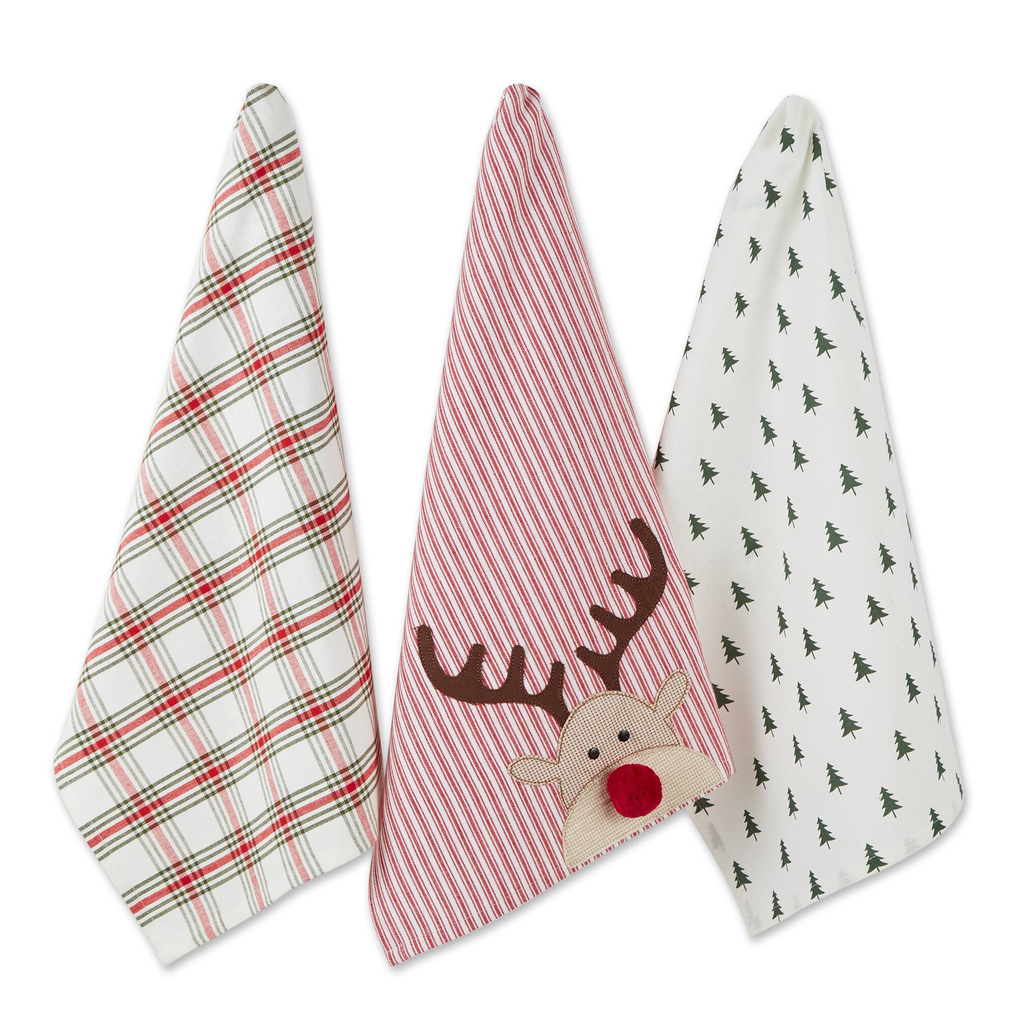 Assorted Reindeer Dishtowel (Set of 3)